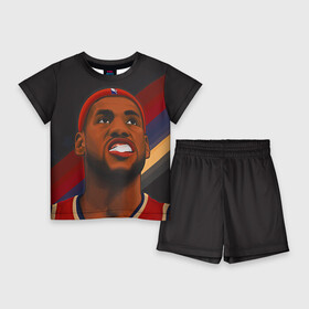 Детский костюм с шортами 3D с принтом Lebron James ,  |  | cleveland cavaliers | lebron james | nba. | баскетбол | баскетболист | джеймс леброн | кливленд кавальерс | нба