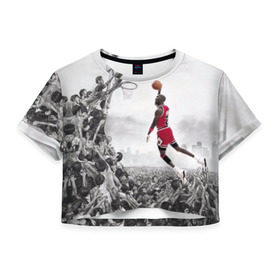 Женская футболка 3D укороченная с принтом Michael Jordan , 100% полиэстер | круглая горловина, длина футболки до линии талии, рукава с отворотами | chicago bulls | michael jeffrey jordan | nba. | баскетбол | баскетболист | вашингтон уизардс | майкл джордан | нба | чикаго | чикаго буллз