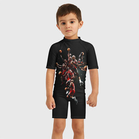 Детский купальный костюм 3D с принтом Michael Jordan , Полиэстер 85%, Спандекс 15% | застежка на молнии на спине | chicago bulls | michael jeffrey jordan | nba. | баскетбол | баскетболист | вашингтон уизардс | майкл джордан | нба | чикаго | чикаго буллз