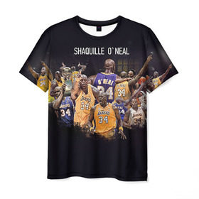 Мужская футболка 3D с принтом Shaquille O`Neal , 100% полиэфир | прямой крой, круглый вырез горловины, длина до линии бедер | Тематика изображения на принте: shaquille oneal | баскетболист | нба | шакил онил