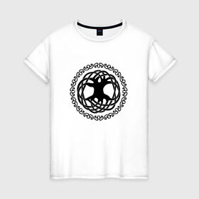 Женская футболка хлопок с принтом Дерево жизни , 100% хлопок | прямой крой, круглый вырез горловины, длина до линии бедер, слегка спущенное плечо | дерево жизни | джен делис | кельты | символы