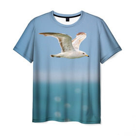 Мужская футболка 3D с принтом Чайка , 100% полиэфир | прямой крой, круглый вырез горловины, длина до линии бедер | вода | море | пернатые | природа | простор | птица | свобода | солнце | чайка