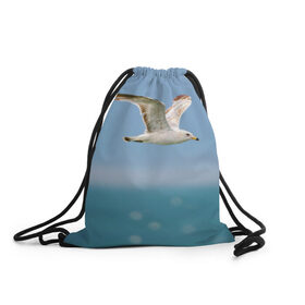 Рюкзак-мешок 3D с принтом Чайка , 100% полиэстер | плотность ткани — 200 г/м2, размер — 35 х 45 см; лямки — толстые шнурки, застежка на шнуровке, без карманов и подкладки | вода | море | пернатые | природа | простор | птица | свобода | солнце | чайка