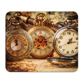 Коврик прямоугольный с принтом Часы , натуральный каучук | размер 230 х 185 мм; запечатка лицевой стороны | золото | карманные часы | старина | часы