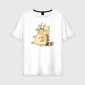Женская футболка хлопок Oversize с принтом Котофей Палыч , 100% хлопок | свободный крой, круглый ворот, спущенный рукав, длина до линии бедер
 | еда | животные | забавные | кот | кошка | надписи | приколы | смешные