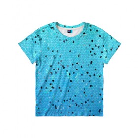 Детская футболка 3D с принтом Синий узор , 100% гипоаллергенный полиэфир | прямой крой, круглый вырез горловины, длина до линии бедер, чуть спущенное плечо, ткань немного тянется | абстракция | арт | мозайка | рисунок | синий | текстура | узоры