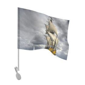 Флаг для автомобиля с принтом Корабль , 100% полиэстер | Размер: 30*21 см | вода | корабль | море | небо | океан | плавание