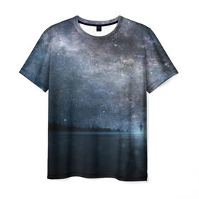 Мужская футболка 3D с принтом Звездное небо , 100% полиэфир | прямой крой, круглый вырез горловины, длина до линии бедер | вселенная | галактика | звезды | небо | ночь