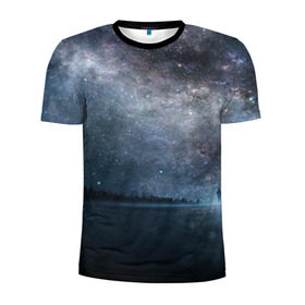 Мужская футболка 3D спортивная с принтом Звездное небо , 100% полиэстер с улучшенными характеристиками | приталенный силуэт, круглая горловина, широкие плечи, сужается к линии бедра | Тематика изображения на принте: вселенная | галактика | звезды | небо | ночь