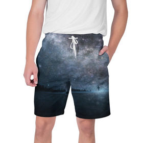 Мужские шорты 3D с принтом Звездное небо ,  полиэстер 100% | прямой крой, два кармана без застежек по бокам. Мягкая трикотажная резинка на поясе, внутри которой широкие завязки. Длина чуть выше колен | вселенная | галактика | звезды | небо | ночь