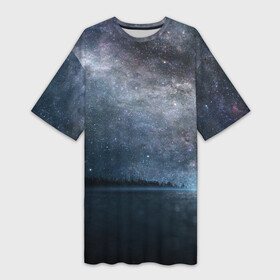 Платье-футболка 3D с принтом Звездное небо ,  |  | вселенная | галактика | звезды | небо | ночь