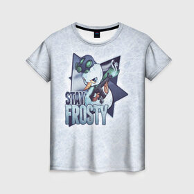 Женская футболка 3D с принтом Stay Frosty , 100% полиэфир ( синтетическое хлопкоподобное полотно) | прямой крой, круглый вырез горловины, длина до линии бедер | community stickers | counter strike | cs | cs go | будь начеку | снеговик