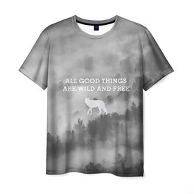 Мужская футболка 3D с принтом лес , 100% полиэфир | прямой крой, круглый вырез горловины, длина до линии бедер | горы | лес | море | охота | приключения | природа | рыбалка | свобода | скалы | туман | туризм | экстрим