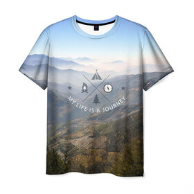 Мужская футболка 3D с принтом горы , 100% полиэфир | прямой крой, круглый вырез горловины, длина до линии бедер | горы | лес | море | охота | приключения | природа | рыбалка | свобода | скалы | туман | туризм | экстрим