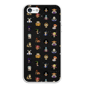 Чехол для iPhone 5/5S матовый с принтом One Piece Pixel art pattern , Силикон | Область печати: задняя сторона чехла, без боковых панелей | 8 bit | ace | chopper | luffy | one piece | pattern | pixel art | space | zorro