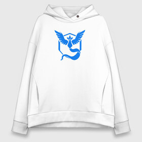 Женское худи Oversize хлопок с принтом TEAM MYSTIC , френч-терри — 70% хлопок, 30% полиэстер. Мягкий теплый начес внутри —100% хлопок | боковые карманы, эластичные манжеты и нижняя кромка, капюшон на магнитной кнопке | покемон го