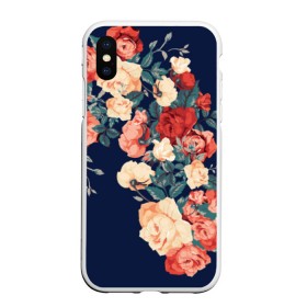 Чехол силиконовый для Apple iPhone XS Max матовый NEW с принтом Fashion flowers , Силикон | Область печати: задняя сторона чехла, без боковых панелей | Тематика изображения на принте: fashion | flower | мода | фэшн | цветы