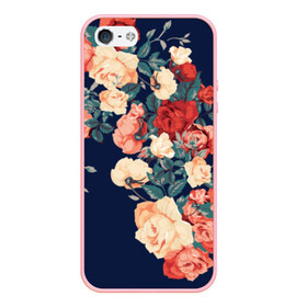 Чехол для iPhone 5/5S матовый с принтом Fashion flowers , Силикон | Область печати: задняя сторона чехла, без боковых панелей | Тематика изображения на принте: fashion | flower | мода | фэшн | цветы