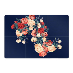 Магнитный плакат 3Х2 с принтом Fashion flowers , Полимерный материал с магнитным слоем | 6 деталей размером 9*9 см | Тематика изображения на принте: fashion | flower | мода | фэшн | цветы