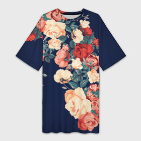 Платье-футболка 3D с принтом Fashion flowers ,  |  | Тематика изображения на принте: fashion | flower | мода | фэшн | цветы