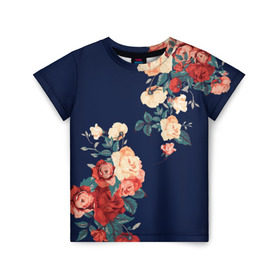 Детская футболка 3D с принтом Fashion flowers , 100% гипоаллергенный полиэфир | прямой крой, круглый вырез горловины, длина до линии бедер, чуть спущенное плечо, ткань немного тянется | fashion | flower | мода | фэшн | цветы
