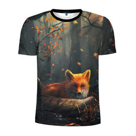 Мужская футболка 3D спортивная с принтом Лиса , 100% полиэстер с улучшенными характеристиками | приталенный силуэт, круглая горловина, широкие плечи, сужается к линии бедра | autum | forest | fox | лес | лиса | осень