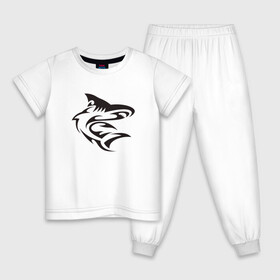 Детская пижама хлопок с принтом Акула трайбл , 100% хлопок |  брюки и футболка прямого кроя, без карманов, на брюках мягкая резинка на поясе и по низу штанин
 | акула | животные | тату | трайбл