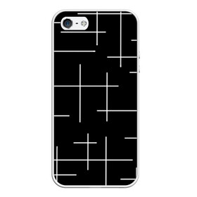 Чехол для iPhone 5/5S матовый с принтом Geometric (2) , Силикон | Область печати: задняя сторона чехла, без боковых панелей | Тематика изображения на принте: geometric | белый | геометрик | линии | текстура | чёрный