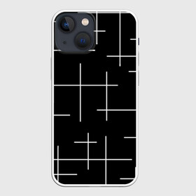 Чехол для iPhone 13 mini с принтом Geometric (2) ,  |  | Тематика изображения на принте: geometric | белый | геометрик | линии | текстура | чёрный