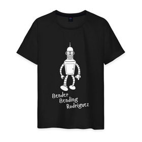 Мужская футболка хлопок с принтом Бендер Б. Родригез , 100% хлопок | прямой крой, круглый вырез горловины, длина до линии бедер, слегка спущенное плечо. | futurama | бендер | футурама
