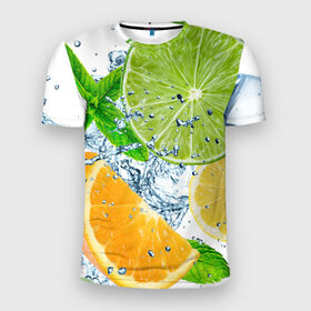 Мужская футболка 3D спортивная с принтом Вкус лета , 100% полиэстер с улучшенными характеристиками | приталенный силуэт, круглая горловина, широкие плечи, сужается к линии бедра | вода | еда | зима | искусство | лайм | лимон | листья | новинки | природа | солнце | фрукты