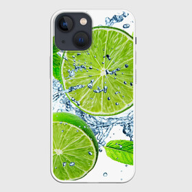 Чехол для iPhone 13 mini с принтом Свежесть лайма ,  |  | Тематика изображения на принте: бармен | витамины | диета | коктель | куб | лед | мороз | новинки | холодный | цвет