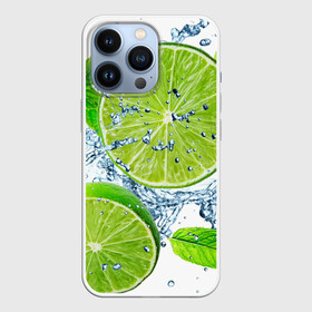 Чехол для iPhone 13 Pro с принтом Свежесть лайма ,  |  | Тематика изображения на принте: бармен | витамины | диета | коктель | куб | лед | мороз | новинки | холодный | цвет