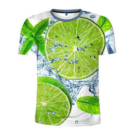 Мужская футболка 3D спортивная с принтом Свежесть лайма , 100% полиэстер с улучшенными характеристиками | приталенный силуэт, круглая горловина, широкие плечи, сужается к линии бедра | бармен | витамины | диета | коктель | куб | лед | мороз | новинки | холодный | цвет