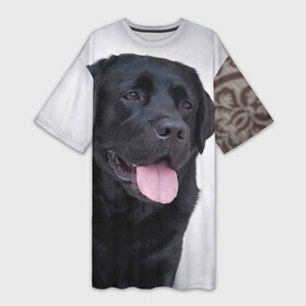 Платье-футболка 3D с принтом Черный лабрадор ,  |  | большая | золотистый | лабрадор | лабрадоры | палевый | песик | ретривер | собака | собаки