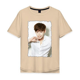 Мужская футболка хлопок Oversize с принтом Ли Чон Сок , 100% хлопок | свободный крой, круглый ворот, “спинка” длиннее передней части | korea | актер | дорамы. дорама | корейская дорама | корейские дорамы | корея | ли чон сок