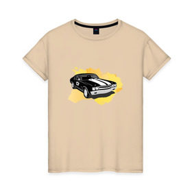 Женская футболка хлопок с принтом Chevrolet Chevelle SS , 100% хлопок | прямой крой, круглый вырез горловины, длина до линии бедер, слегка спущенное плечо | chevelle | chevrolet | ss |  шевроле | машина | шевиль