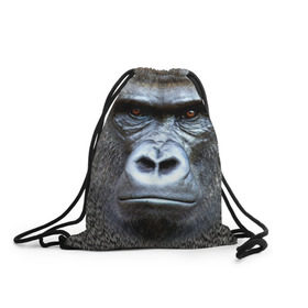 Рюкзак-мешок 3D с принтом Взгляд , 100% полиэстер | плотность ткани — 200 г/м2, размер — 35 х 45 см; лямки — толстые шнурки, застежка на шнуровке, без карманов и подкладки | Тематика изображения на принте: взгляд | голова | животные | обезьяна | природа