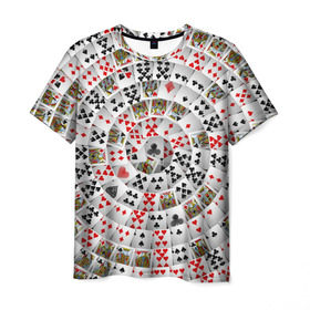 Мужская футболка 3D с принтом Игральные карты 3 , 100% полиэфир | прямой крой, круглый вырез горловины, длина до линии бедер | карты | настольные игры | пасьянс | покер
