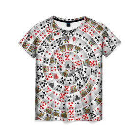 Женская футболка 3D с принтом Игральные карты 3 , 100% полиэфир ( синтетическое хлопкоподобное полотно) | прямой крой, круглый вырез горловины, длина до линии бедер | карты | настольные игры | пасьянс | покер