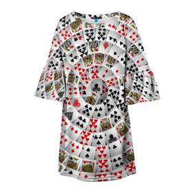 Детское платье 3D с принтом Игральные карты 3 , 100% полиэстер | прямой силуэт, чуть расширенный к низу. Круглая горловина, на рукавах — воланы | карты | настольные игры | пасьянс | покер