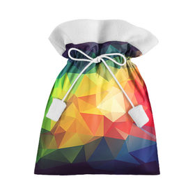 Подарочный 3D мешок с принтом Радужный LOY POLY , 100% полиэстер | Размер: 29*39 см | Тематика изображения на принте: радуга | треугольники | цвет | ярко