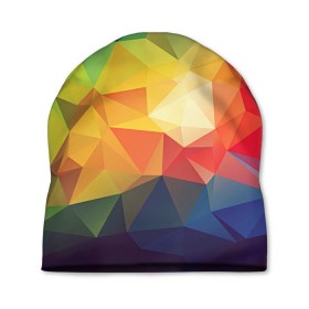 Шапка 3D с принтом Радужный LOY POLY , 100% полиэстер | универсальный размер, печать по всей поверхности изделия | радуга | треугольники | цвет | ярко