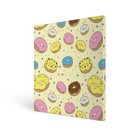 Холст квадратный с принтом Сладкие пончики , 100% ПВХ |  | Тематика изображения на принте: булочки | гомер симпсон | еда | пончики | сладости