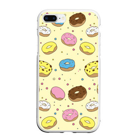 Чехол для iPhone 7Plus/8 Plus матовый с принтом Сладкие пончики , Силикон | Область печати: задняя сторона чехла, без боковых панелей | булочки | гомер симпсон | еда | пончики | сладости