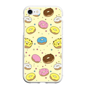 Чехол для iPhone 7/8 матовый с принтом Сладкие пончики , Силикон | Область печати: задняя сторона чехла, без боковых панелей | булочки | гомер симпсон | еда | пончики | сладости
