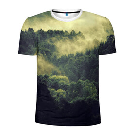 Мужская футболка 3D спортивная с принтом туманный лес , 100% полиэстер с улучшенными характеристиками | приталенный силуэт, круглая горловина, широкие плечи, сужается к линии бедра | горы | лес | море | охота | приключения | природа | рыбалка | свобода | скалы | туман | туризм | экстрим