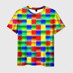 Мужская футболка 3D с принтом Кубики , 100% полиэфир | прямой крой, круглый вырез горловины, длина до линии бедер | абстракция | кубики | пиксели | плитка | разноцветный | яркий