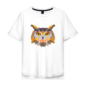 Мужская футболка хлопок Oversize с принтом Полигональная сова , 100% хлопок | свободный крой, круглый ворот, “спинка” длиннее передней части | Тематика изображения на принте: геометрический рисунок | голова | сова