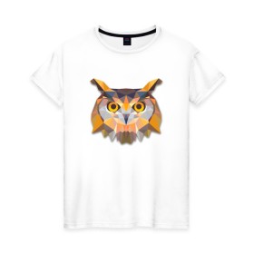 Женская футболка хлопок с принтом Полигональная сова , 100% хлопок | прямой крой, круглый вырез горловины, длина до линии бедер, слегка спущенное плечо | геометрический рисунок | голова | сова